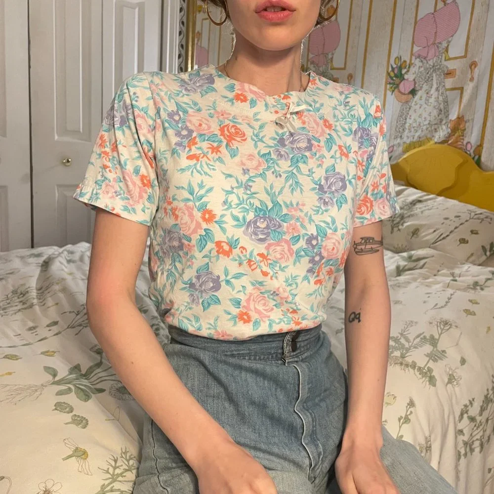 1980s Vintage HER floral cottage style shirt! - Picture 2 of 10